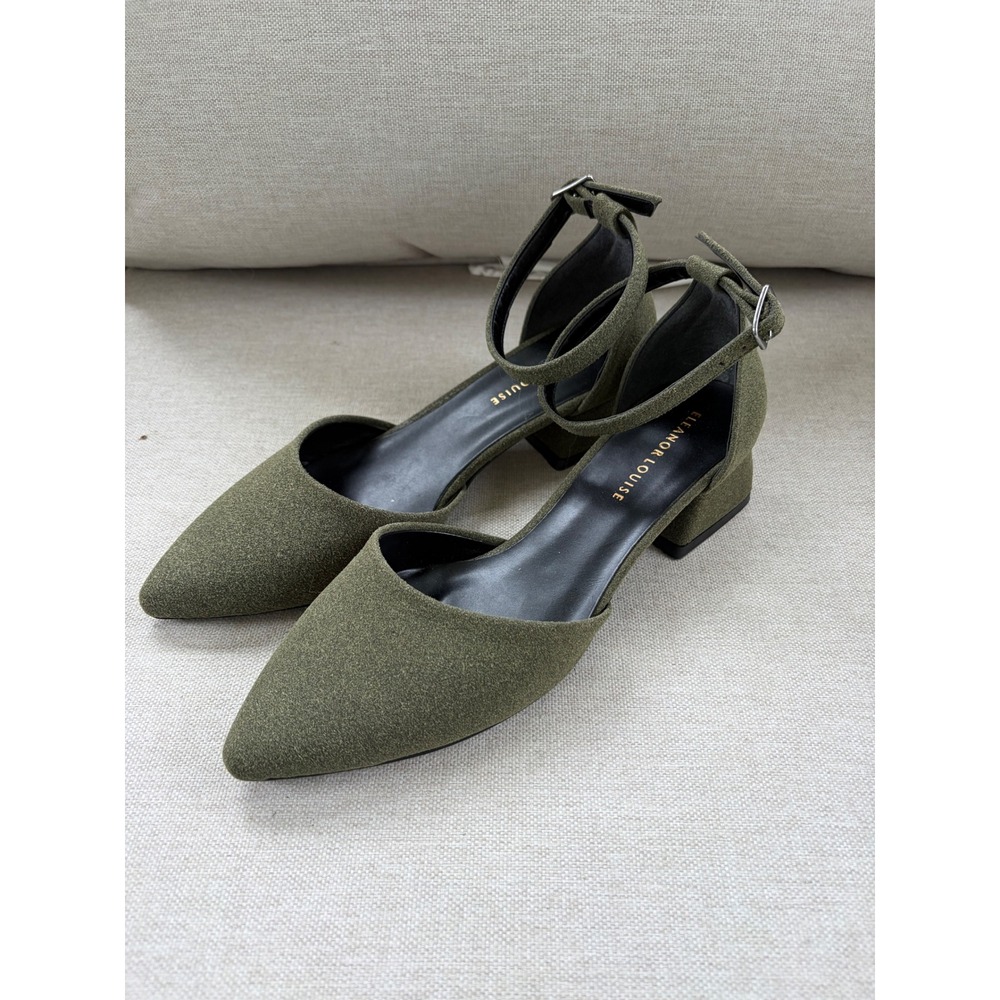 Eleanor Louise Ankle Strap Block Heels Women 40 Green Excellent Pointed Toe